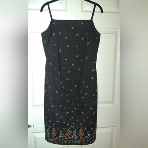 Gorgeous black dress with embroidery, Sz 10